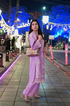 Elegant Lavender Embroidered Lawn Suit
