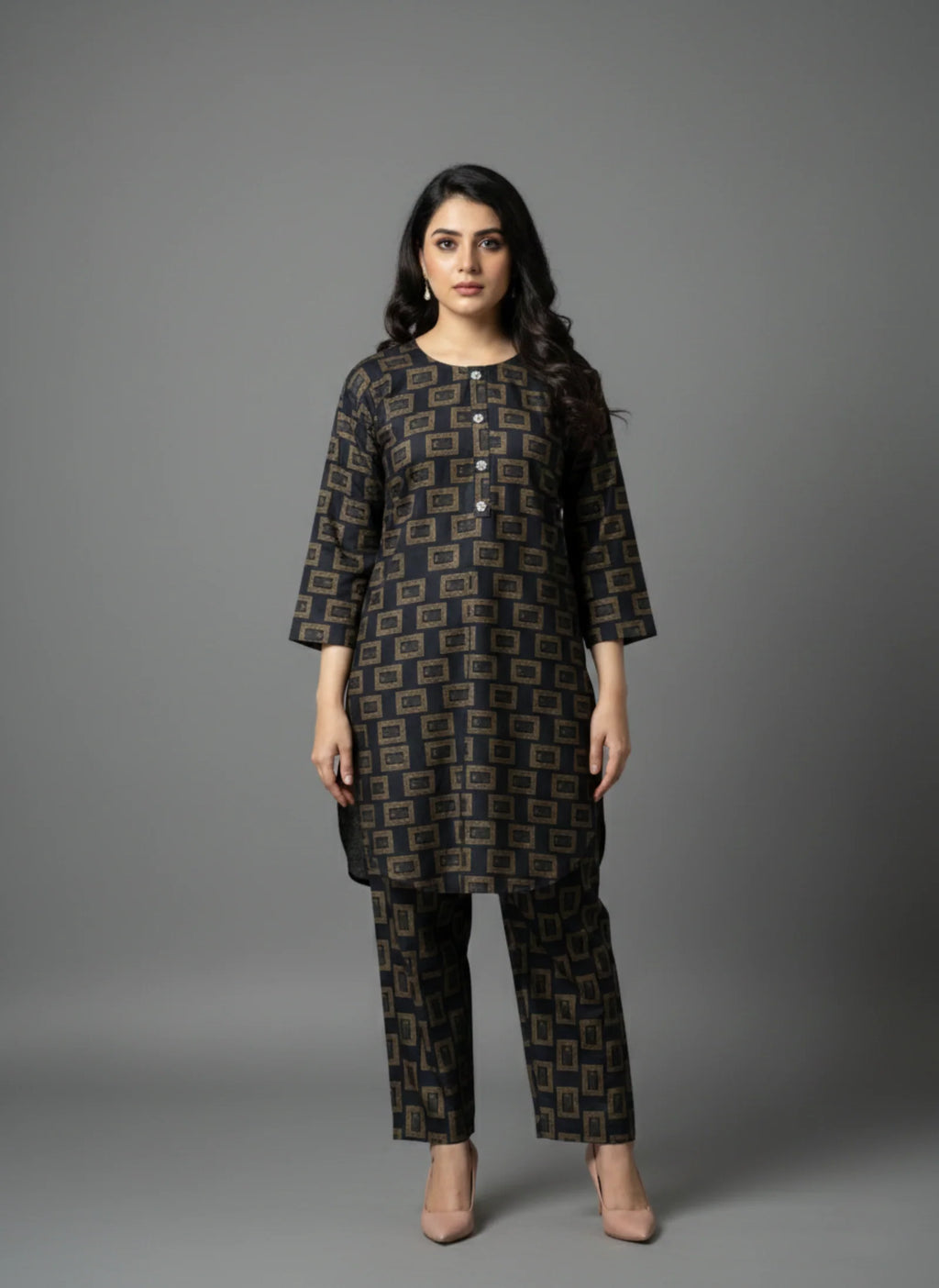 2 Piece Navy Blue Geometric for Women