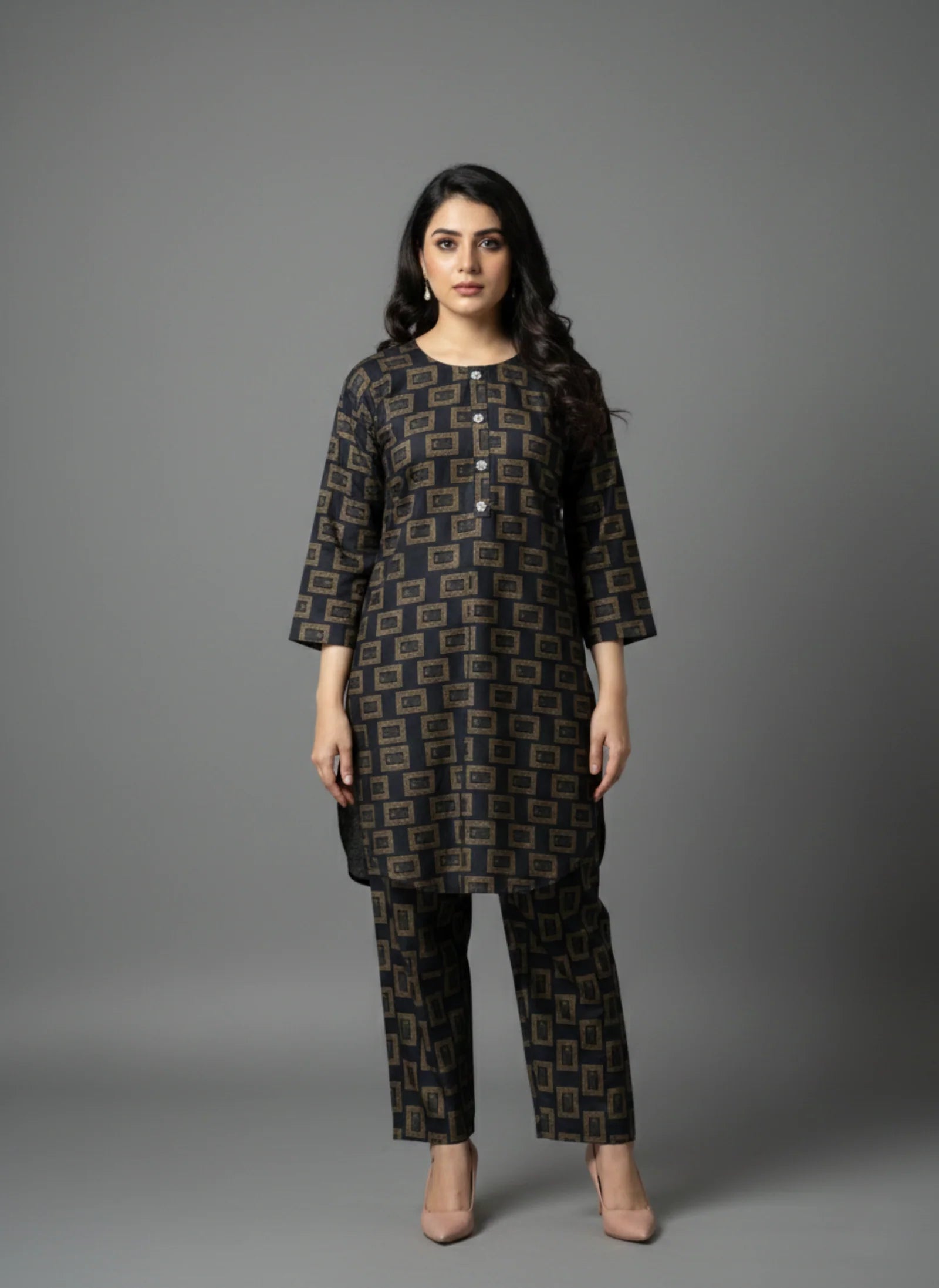 2 Piece Navy Blue Geometric for Women