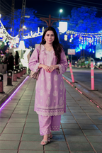 Elegant Lavender Embroidered Lawn Suit