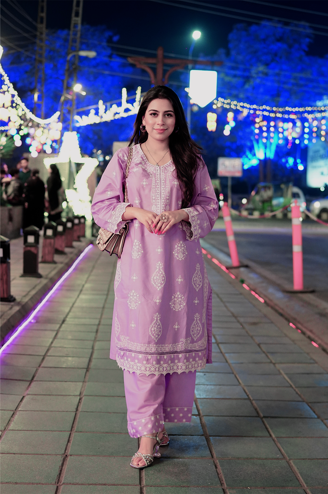 Elegant Lavender Embroidered Lawn Suit
