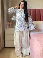 2pcBlue - Floral Kurta Set