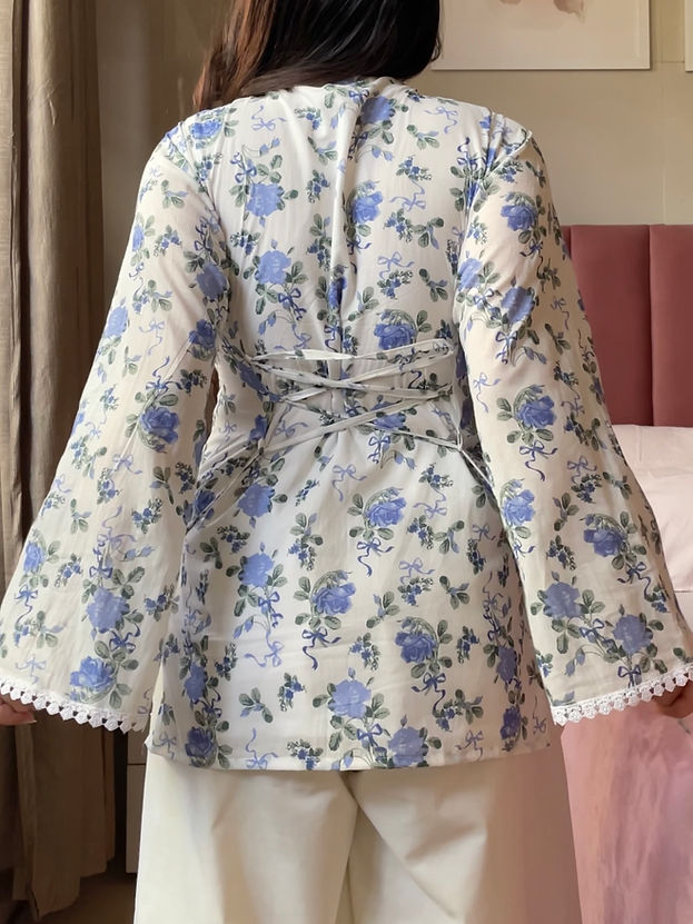 2pcBlue - Floral Kurta Set