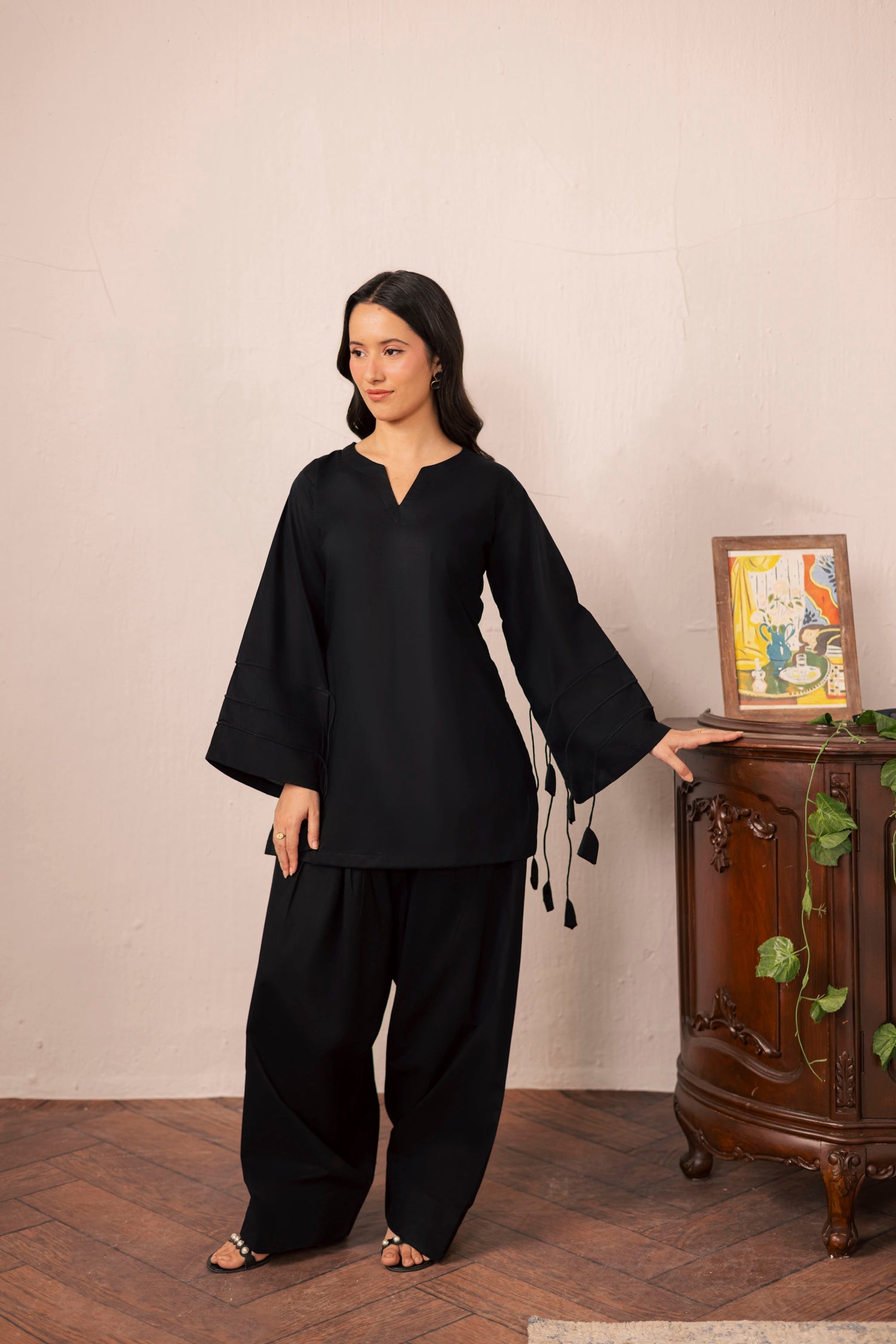 black kurta set