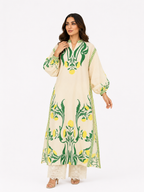 2pc lvory & Sage Botanical Printed CO-ORD Set