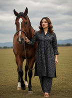 Steel Blue Paisley Print 2PC