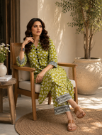 Lime Green Leaf Print 2PC