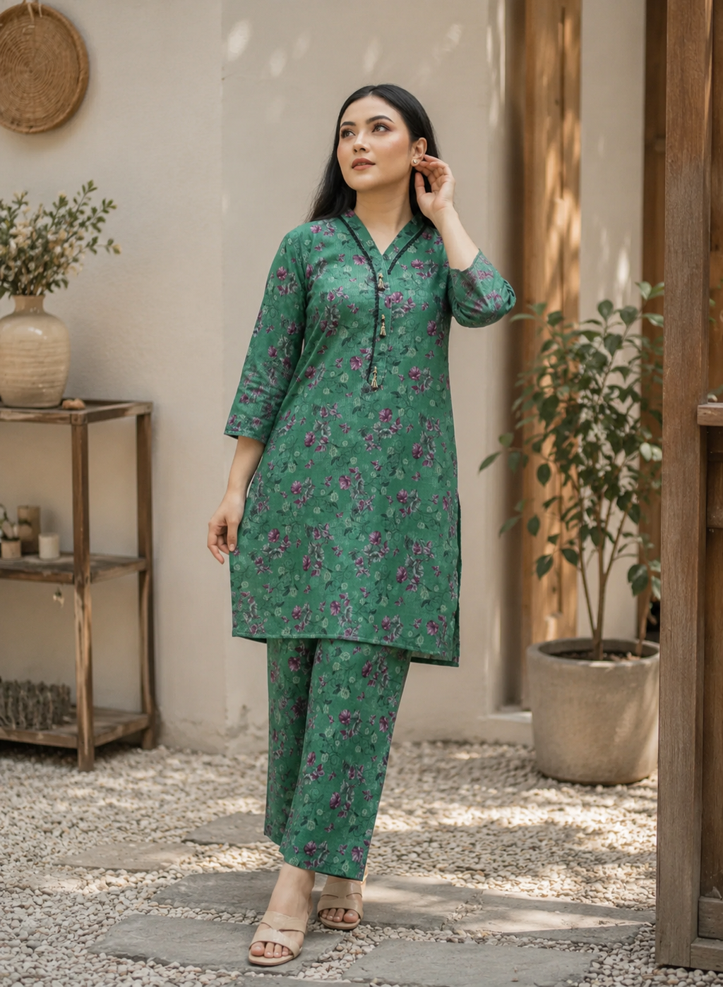 Emerald Floral Print 2PC