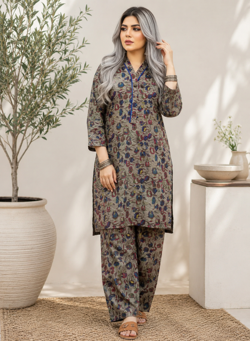 2PC Lawn Floral Printed Suit