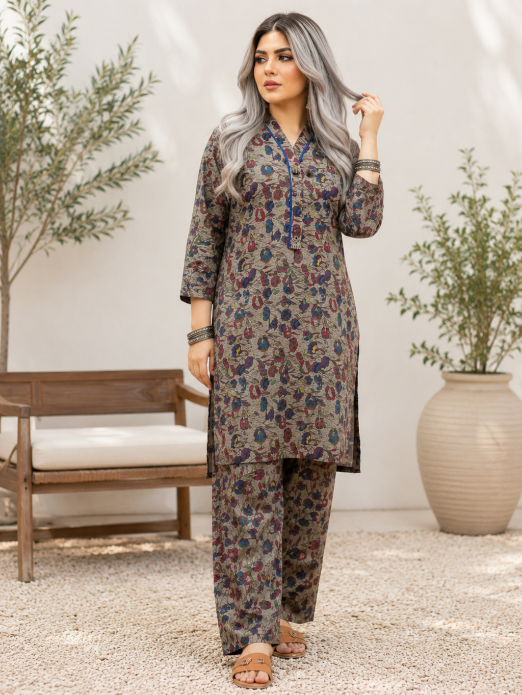 2PC Lawn Floral Printed Suit