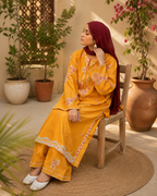 3-Piece Mustard Yellow Embroidered Suit