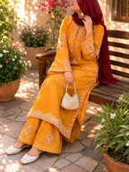 3-Piece Mustard Yellow Embroidered Suit