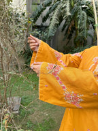 3-Piece Mustard Yellow Embroidered  Suit