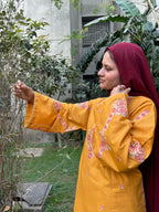 3-Piece Mustard Yellow Embroidered  Suit
