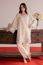 Elegant Off White Embroidered 2 Piece Lawn Suit