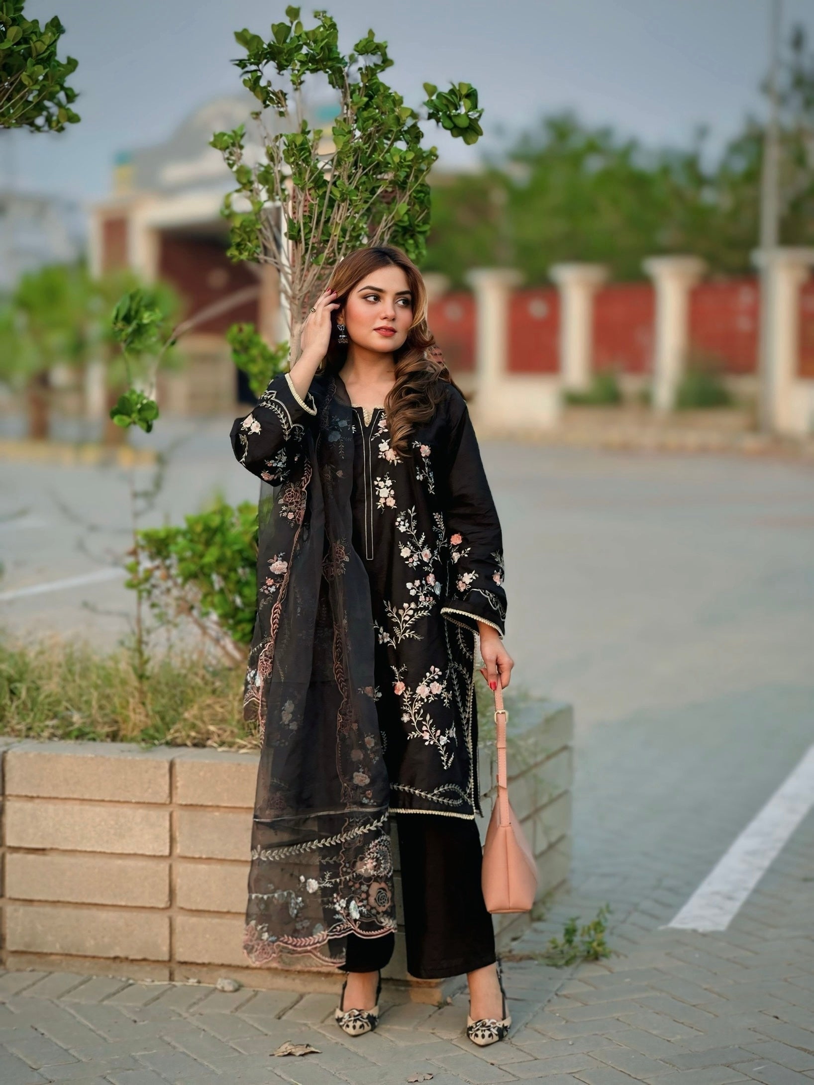 Black Rose Embroidered Luxury Suit