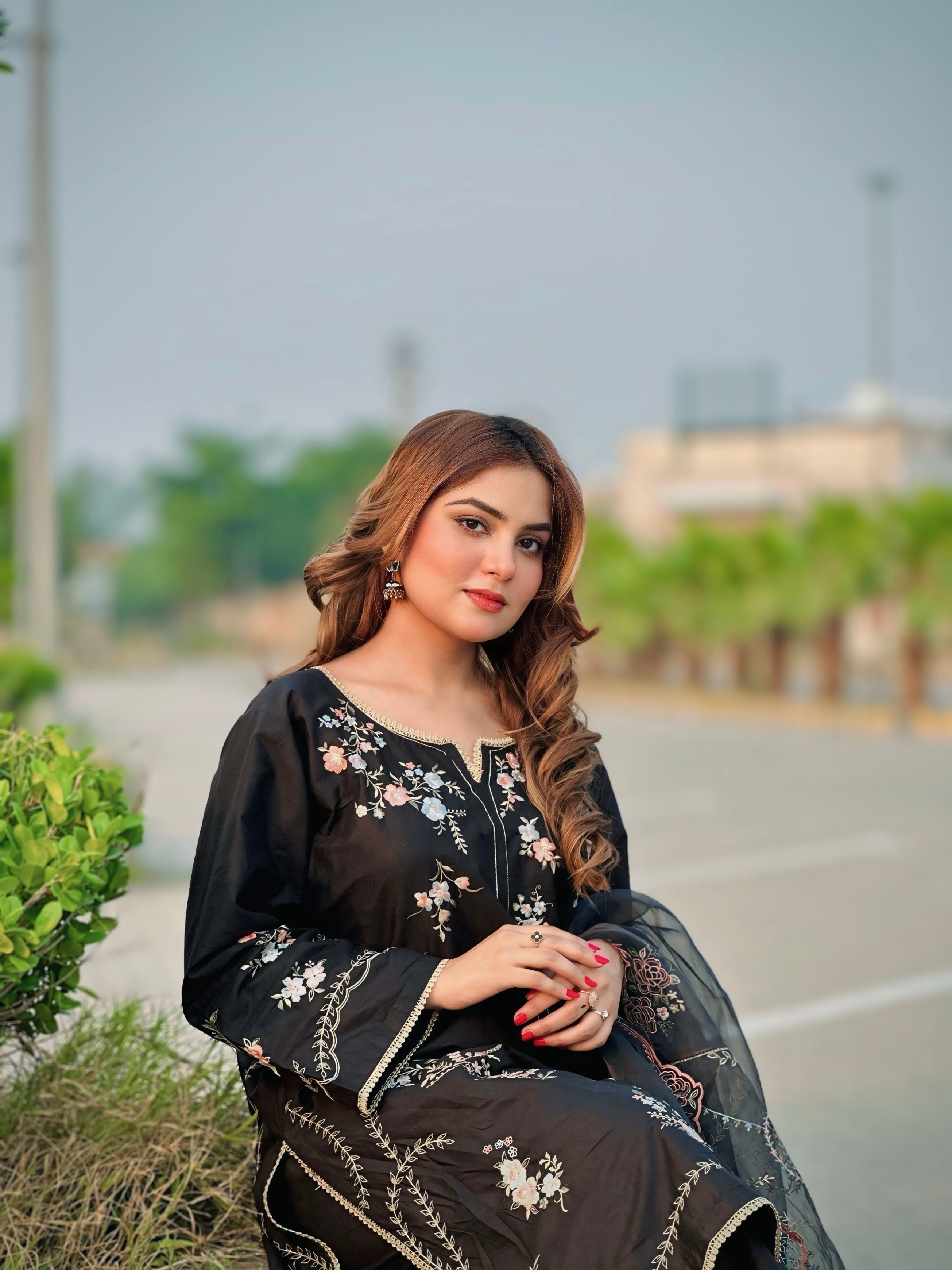 Black Rose Embroidered Luxury Suit