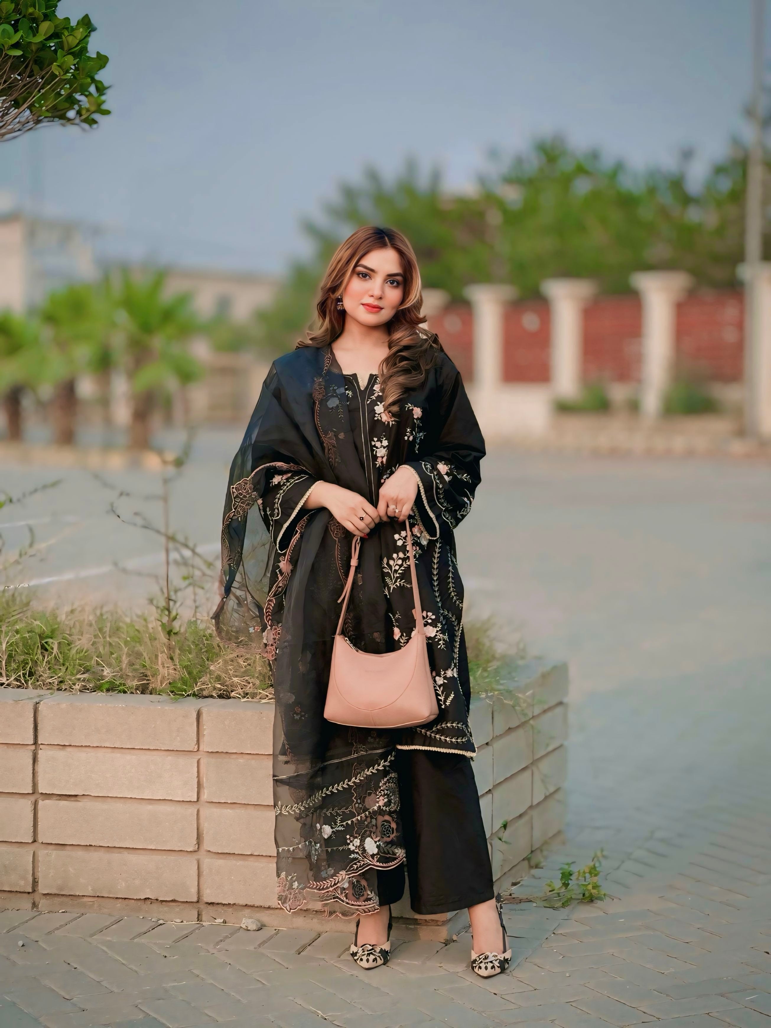Black Rose Embroidered Luxury Suit