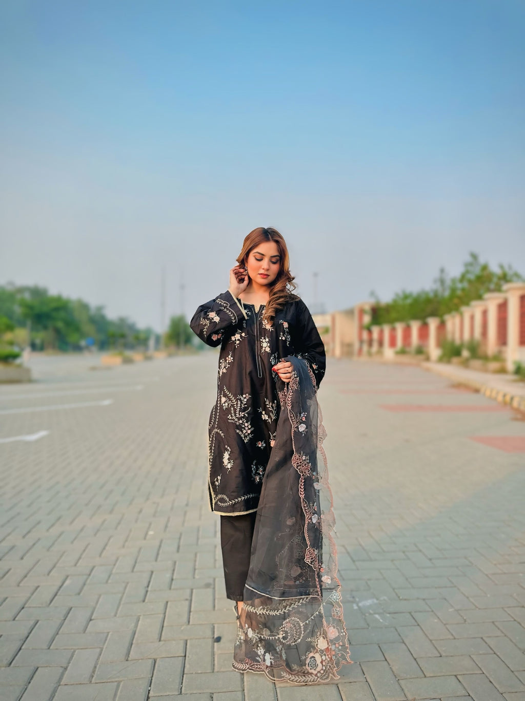 Black Rose Embroidered Luxury Suit