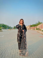 Black Rose Embroidered Luxury Suit