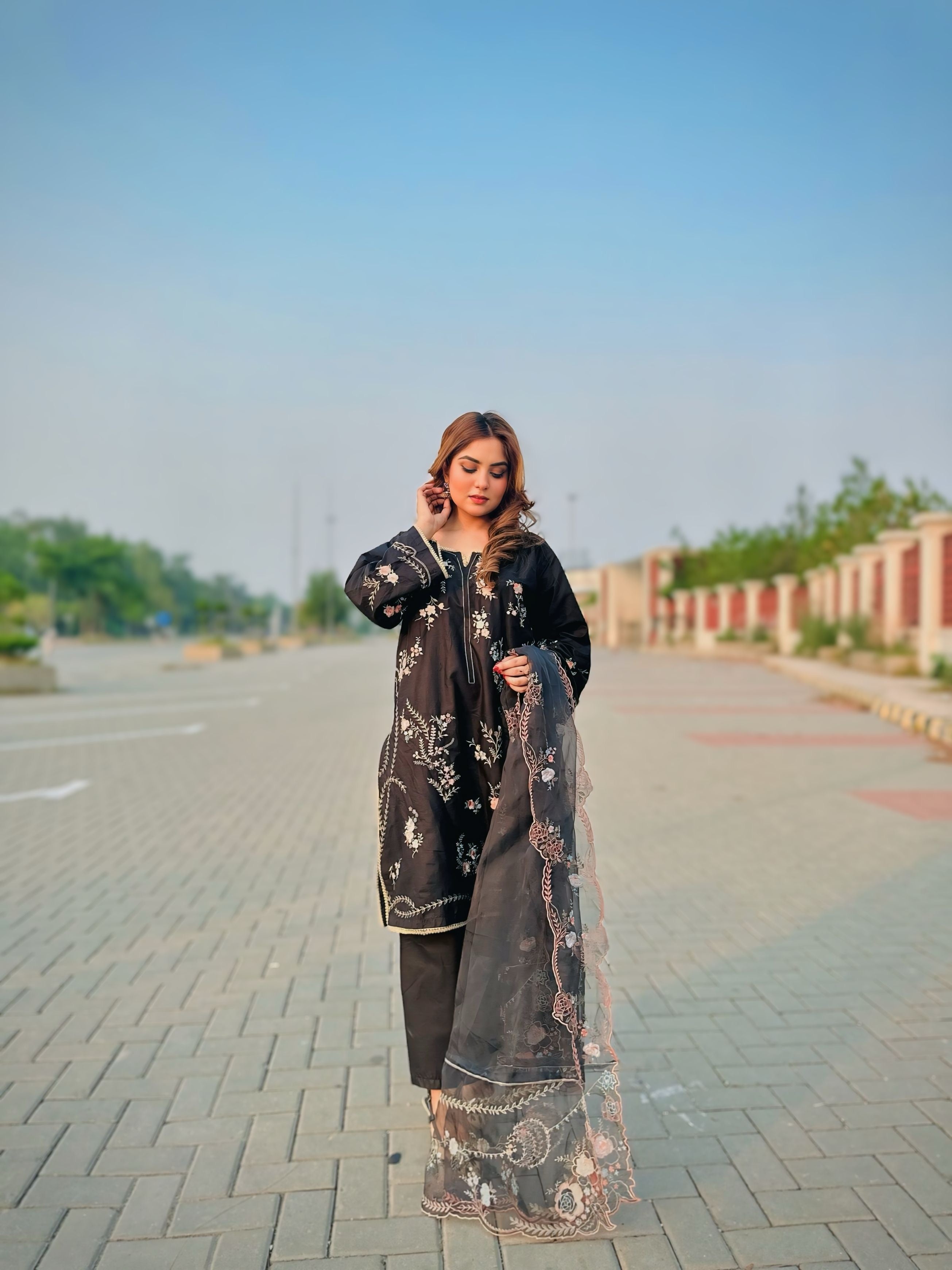 Black Rose Embroidered Luxury Suit