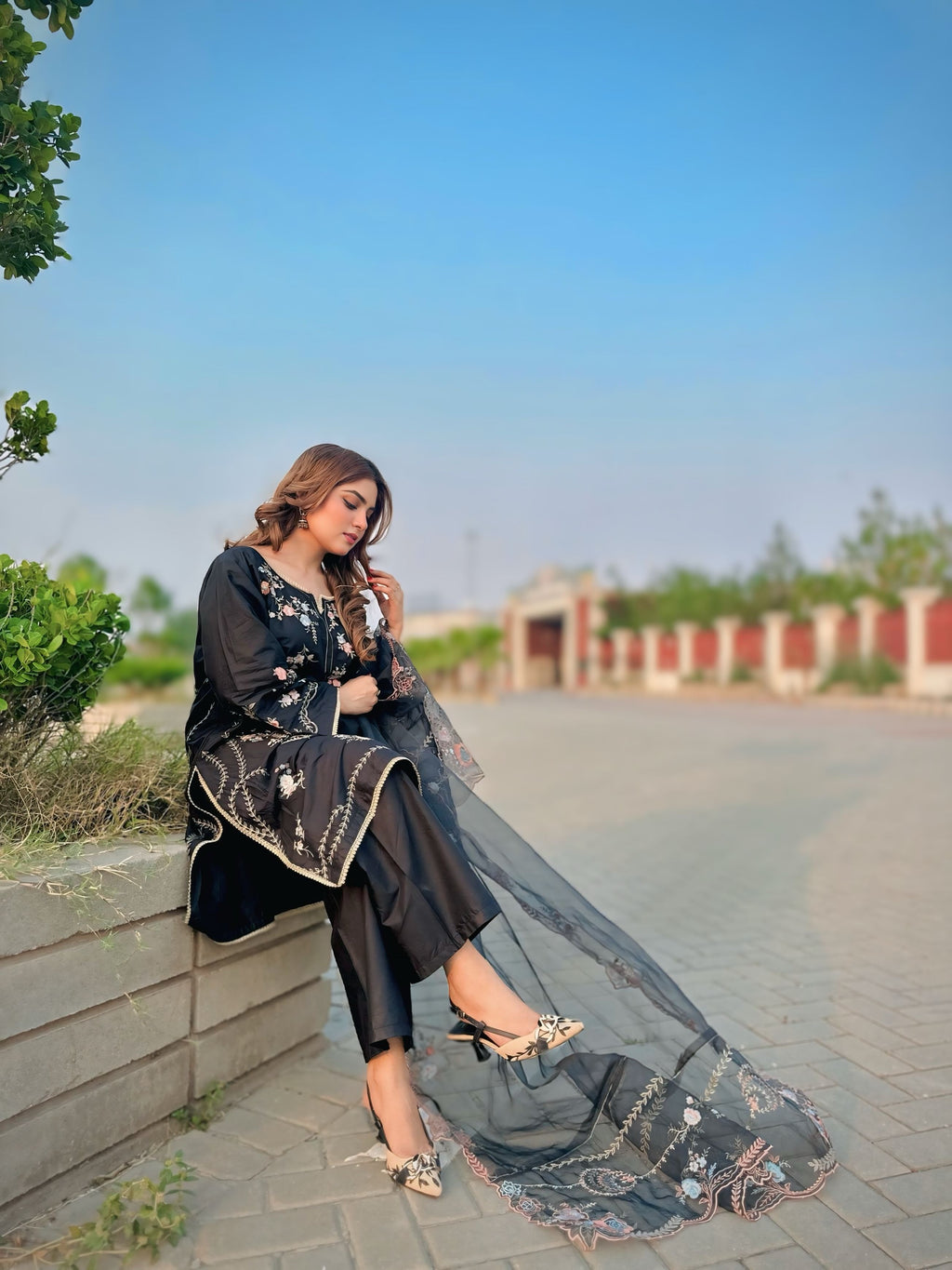 Black Rose Embroidered Luxury Suit