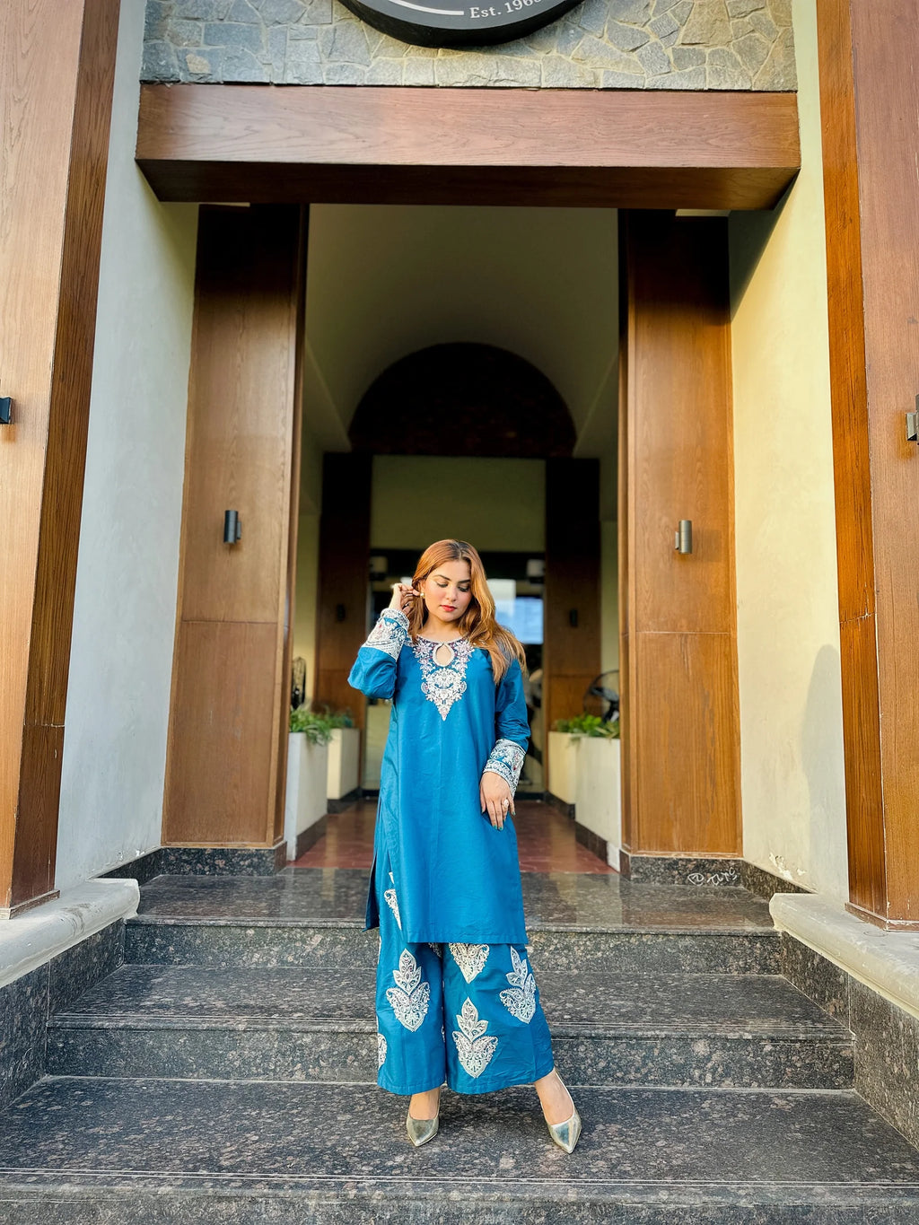 Blue Embroidered2pc