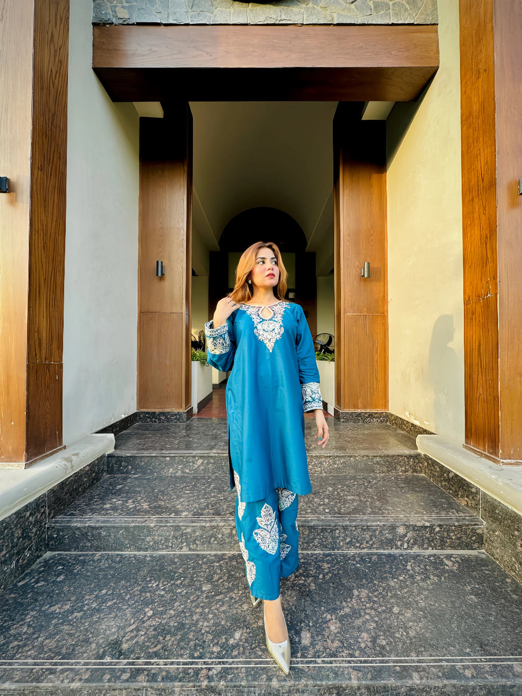 Blue Embroidered2pc