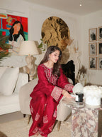 Noor Crimson Embroidered Suit Set