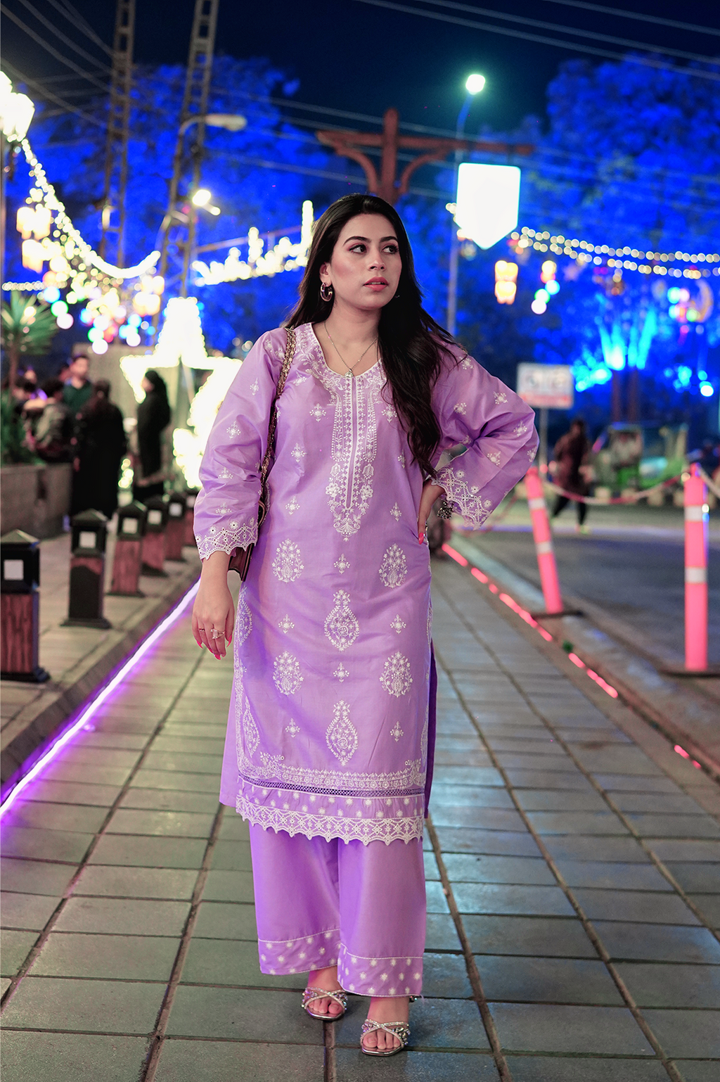 Elegant Lavender Embroidered Lawn Suit